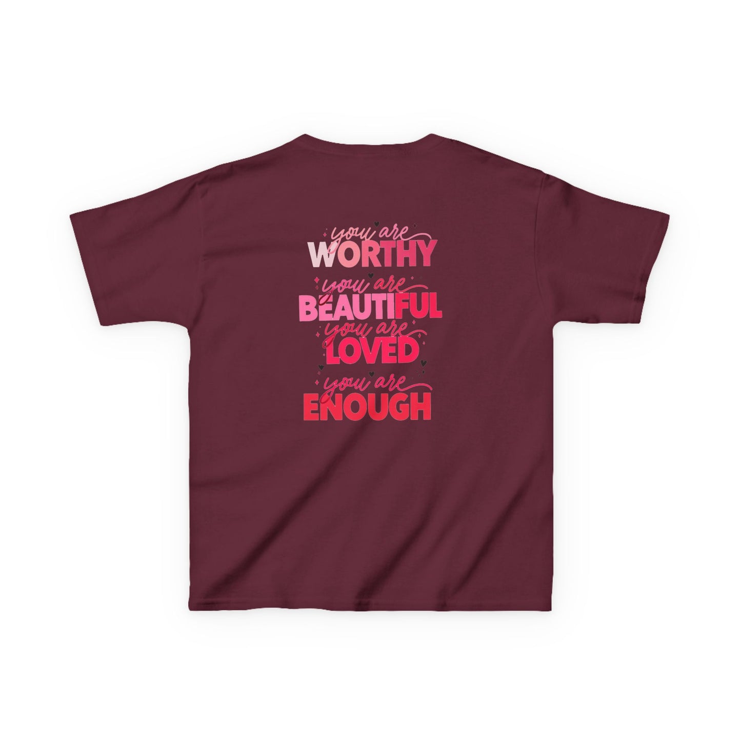 Inspirational Kids Tee - 'Worthy, Beautiful, Loved, Enough' | Heavy Cotton™