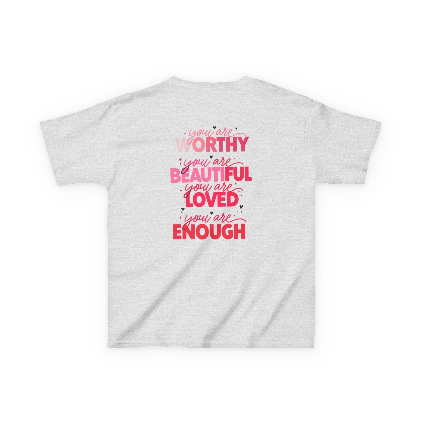 Inspirational Kids Tee - 'Worthy, Beautiful, Loved, Enough' | Heavy Cotton™