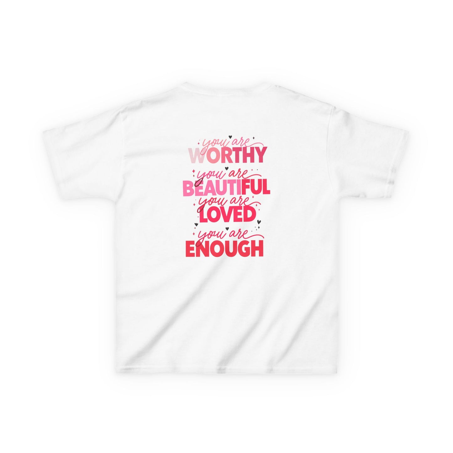 Inspirational Kids Tee - 'Worthy, Beautiful, Loved, Enough' | Heavy Cotton™