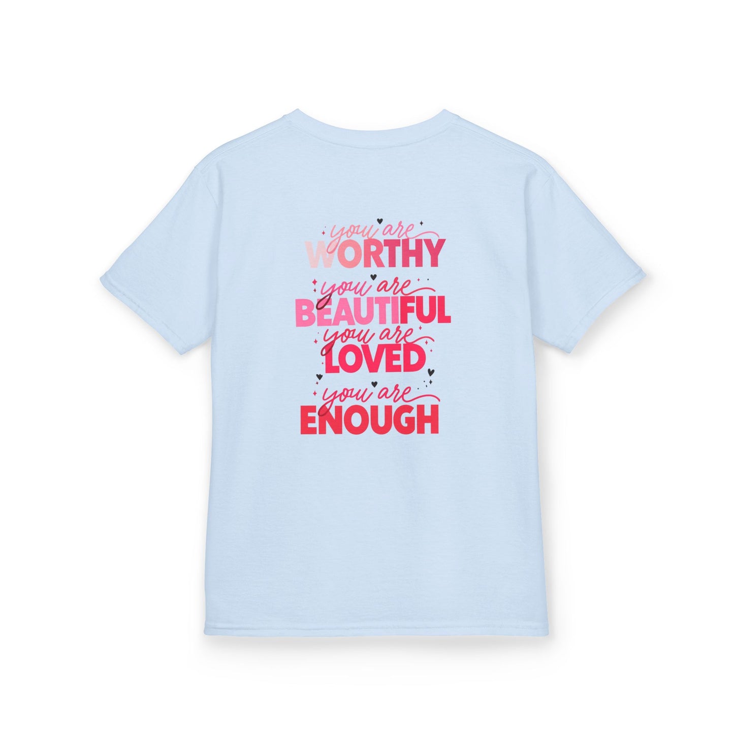 Inspirational Kids Tee - 'Worthy, Beautiful, Loved, Enough' | Heavy Cotton™