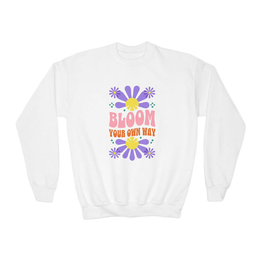"Bloom Your Own Way" Inspirational Design Youth Crewneck