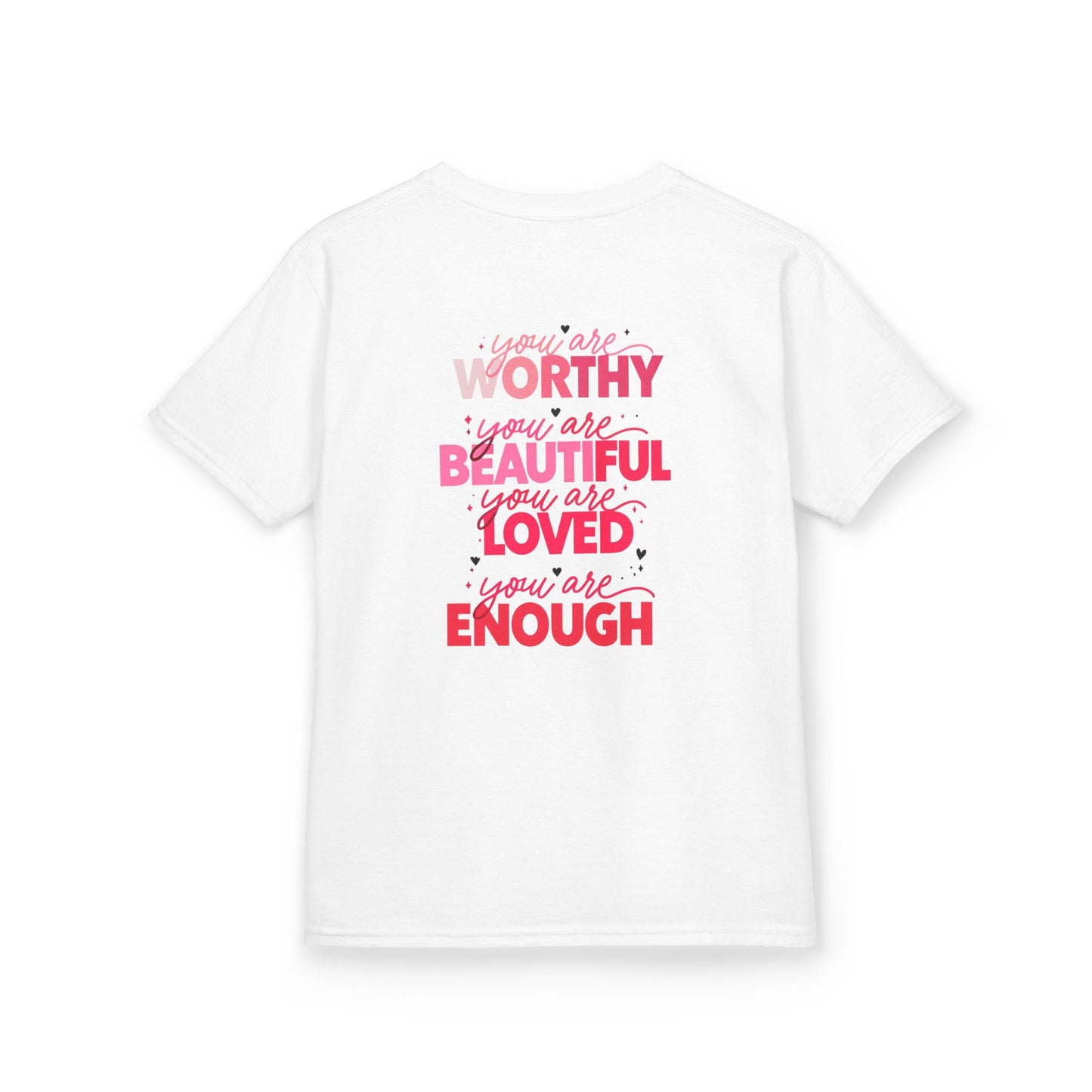 Inspirational Kids Tee - 'Worthy, Beautiful, Loved, Enough' | Heavy Cotton™