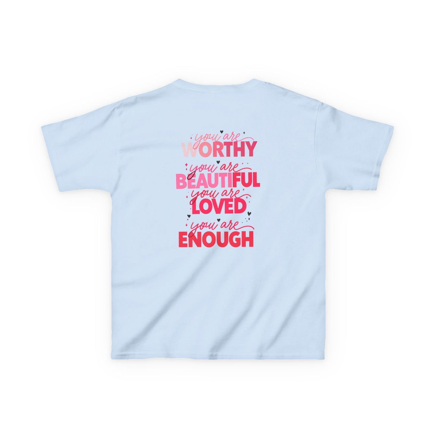 Inspirational Kids Tee - 'Worthy, Beautiful, Loved, Enough' | Heavy Cotton™