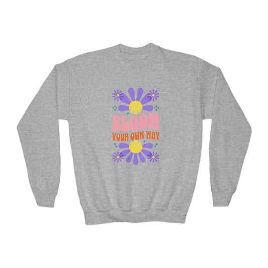 "Bloom Your Own Way" Inspirational Design Youth Crewneck