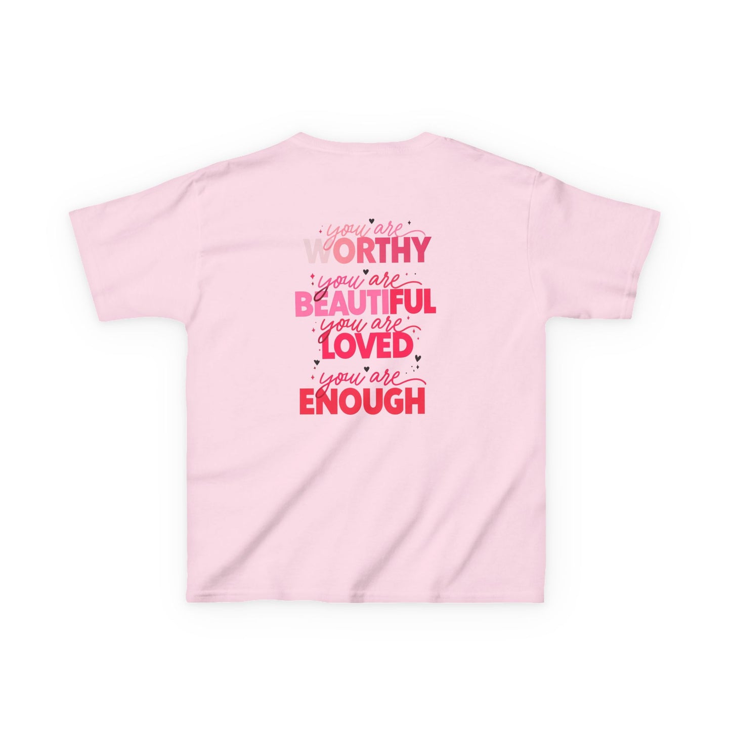 Inspirational Kids Tee - 'Worthy, Beautiful, Loved, Enough' | Heavy Cotton™