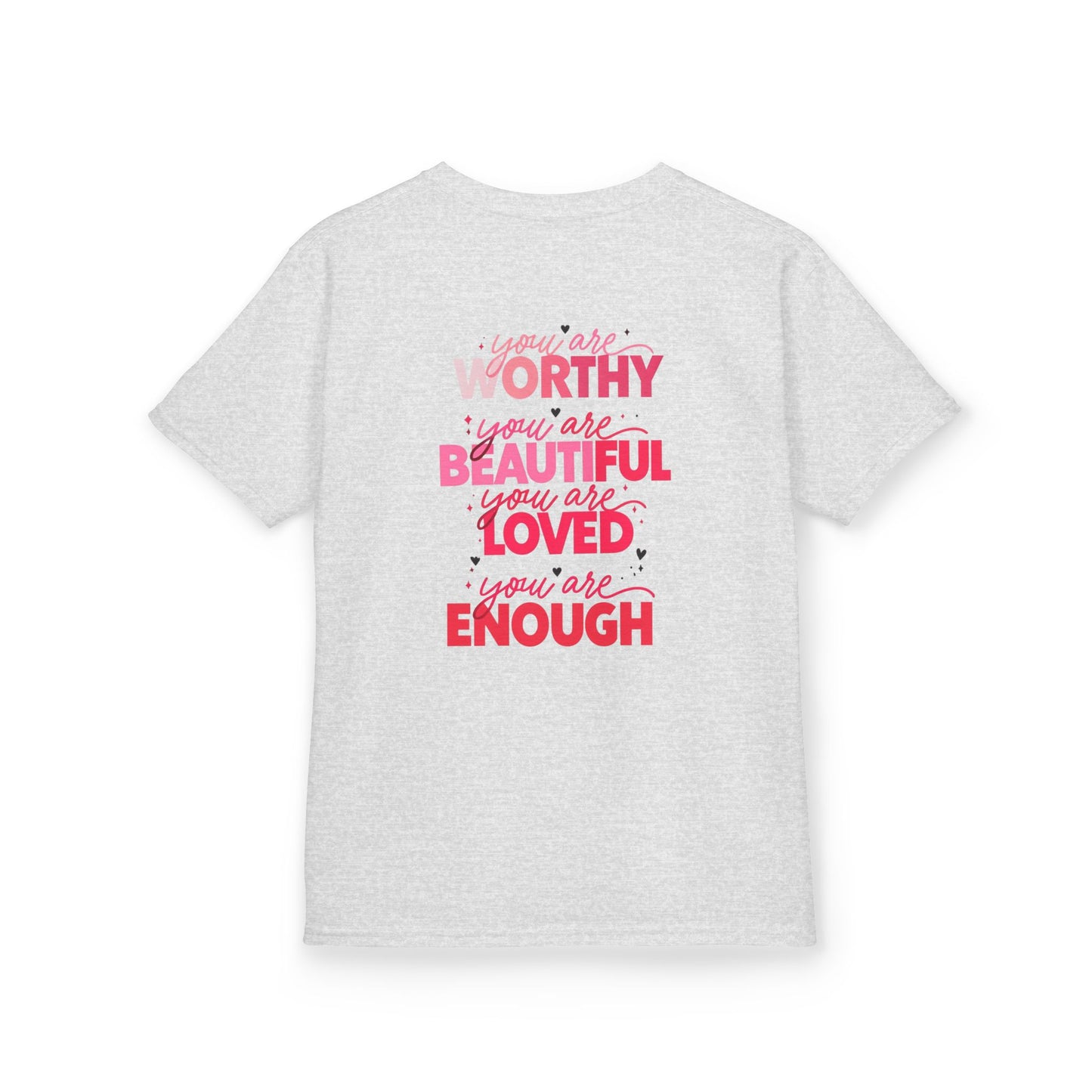 Inspirational Kids Tee - 'Worthy, Beautiful, Loved, Enough' | Heavy Cotton™