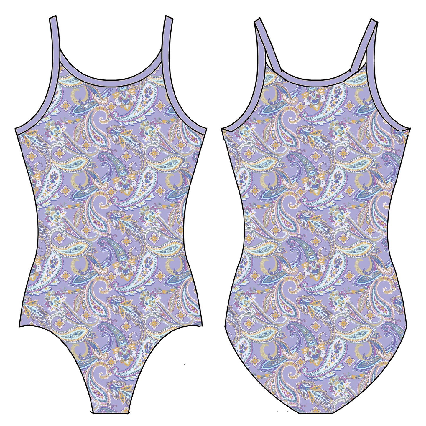 PURPLE PAISLEY GYMNASTICS LEOTARD