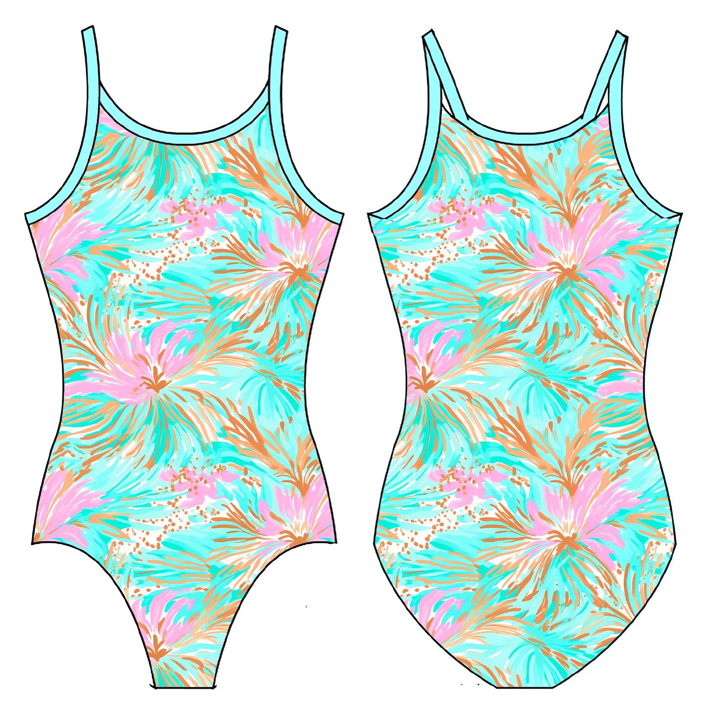 TROPICAL BLOSSOMS GYMNASTICS LEOTARD