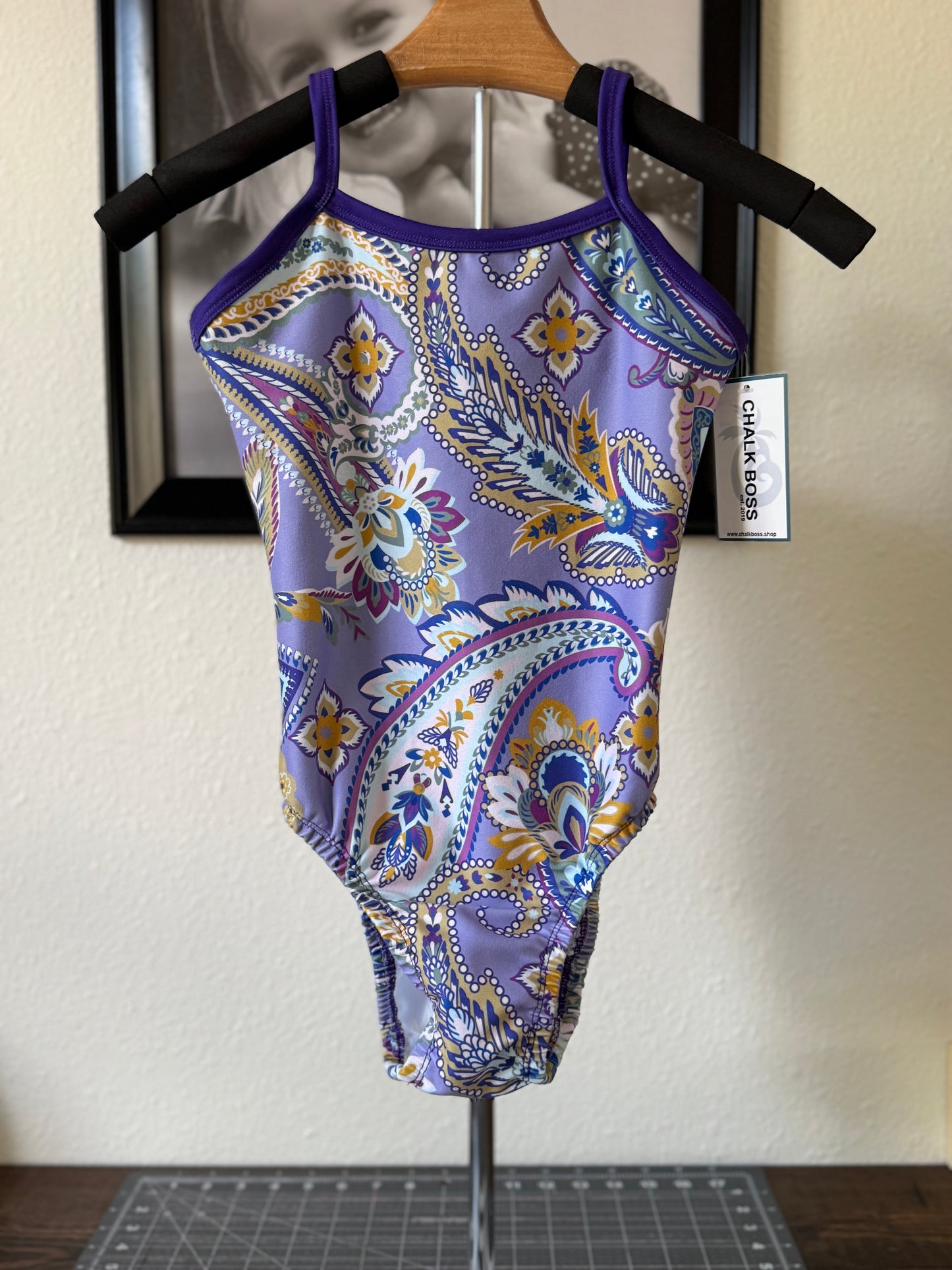 PURPLE PAISLEY GYMNASTICS LEOTARD