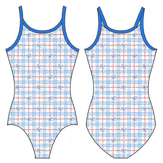 AMERICANA PLAID GYMNASTICS LEOTARD