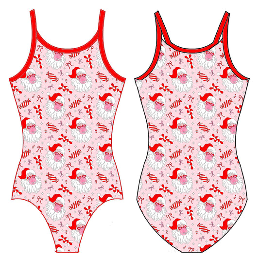 BUBBLES AND SANTA GYMNASTICS LEOTARD