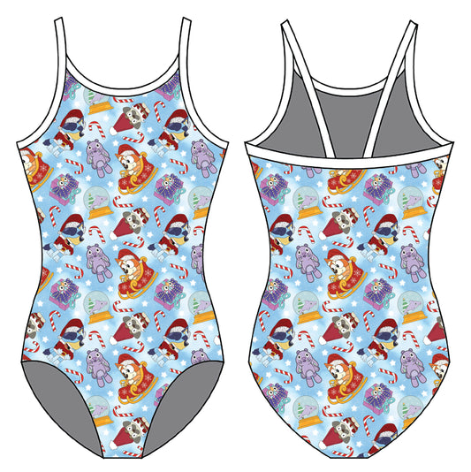 BLUE PUP CHRISTMAS GYMNASTICS LEOTARD