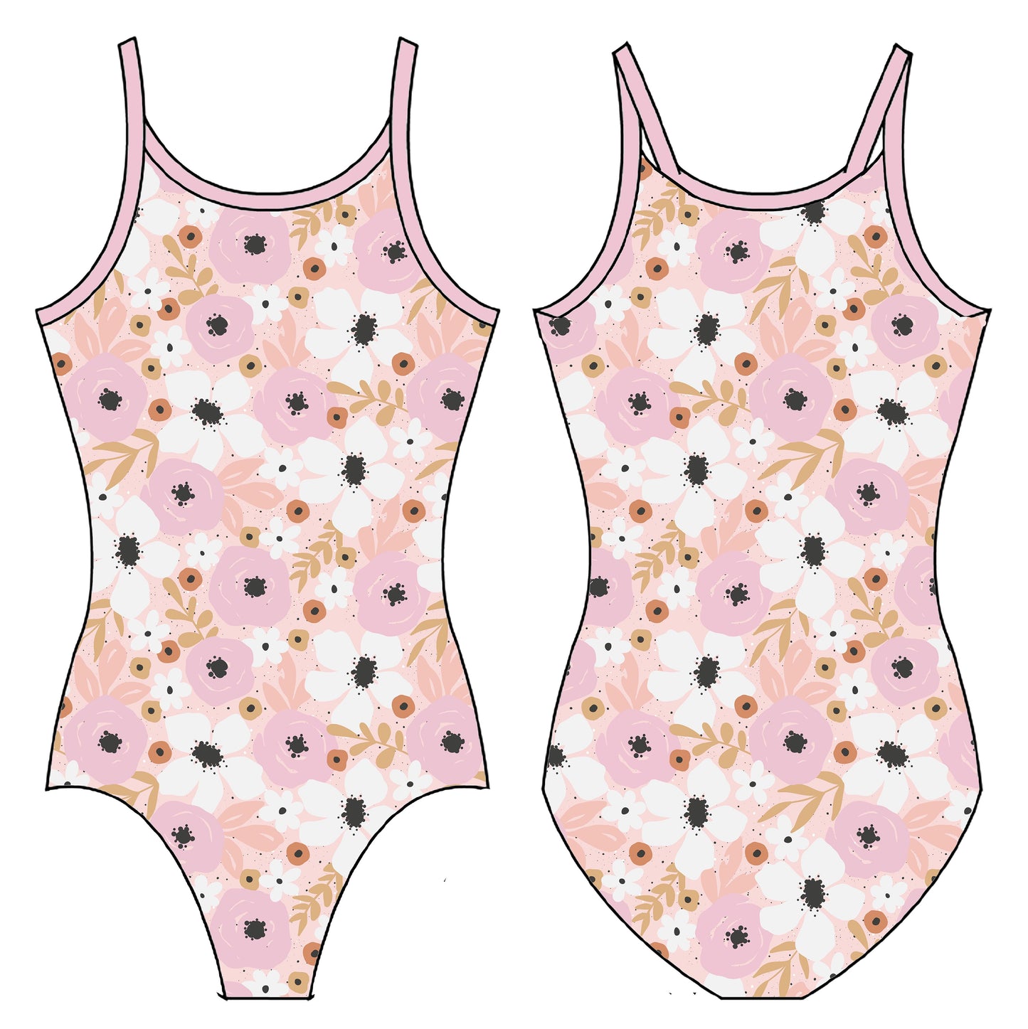 BLUSHED FLORAL GYMNASTICS LEOTARD