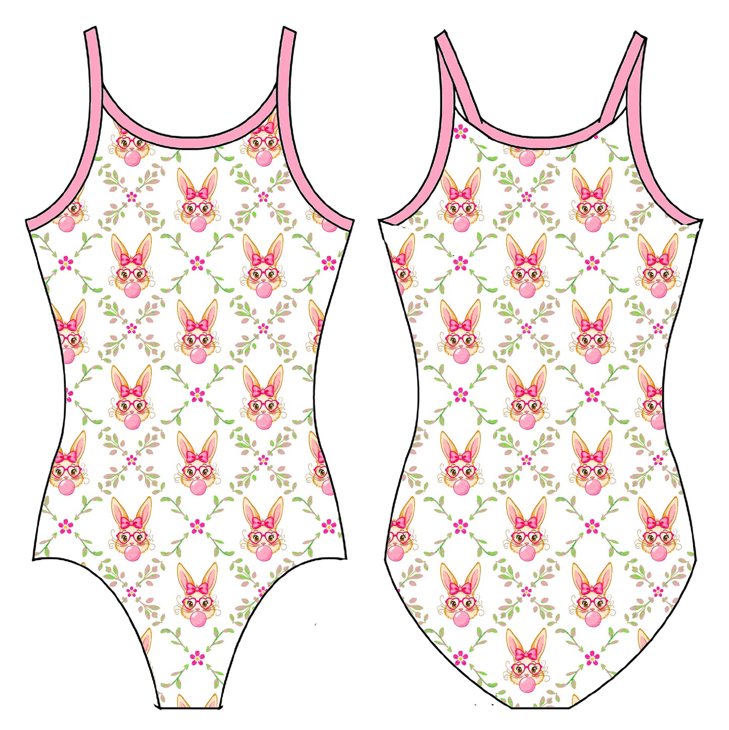 BUBBLES AND BUNNIES GYMNASTICS LEOTARD