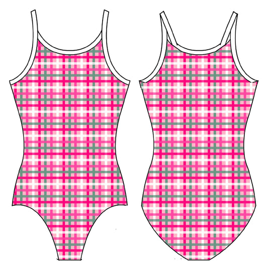 CHRISTMAS GINGHAM GYMNASTICS LEOTARD