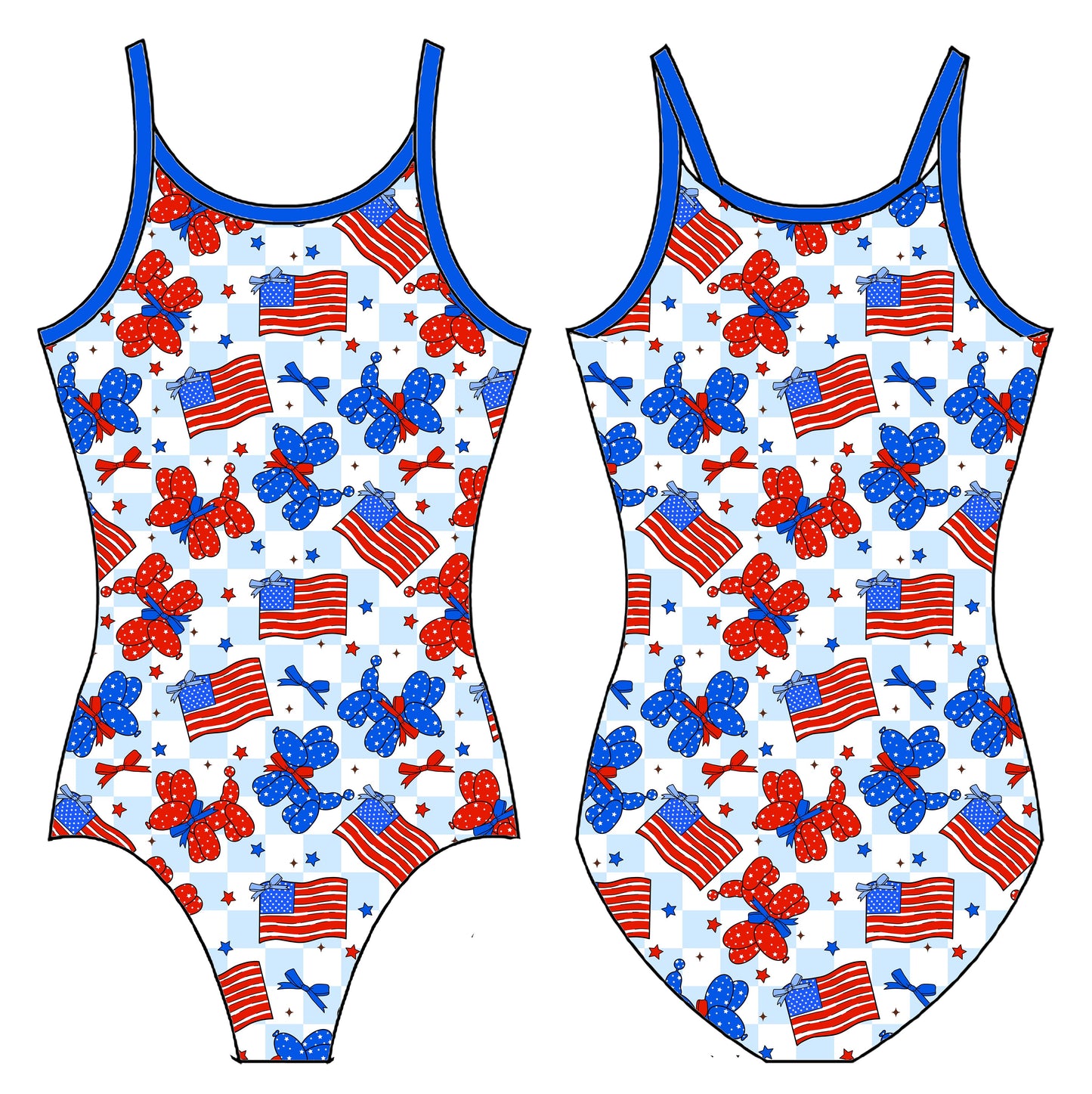 FLAGS AND PUPS GYMNASTICS LEOTARD