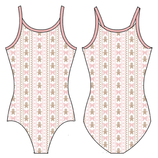GINGERBREAD AND BOWS GYMNASTICS LEOTARD