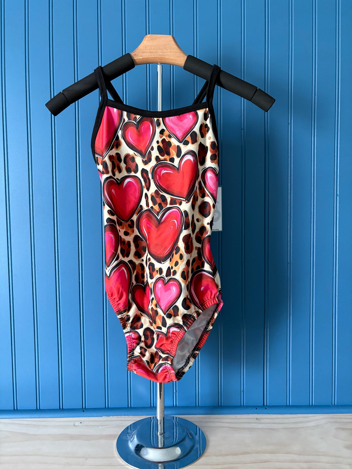 AM Trend Setter Thin Strap Wild Hearts Gymnastics leotard