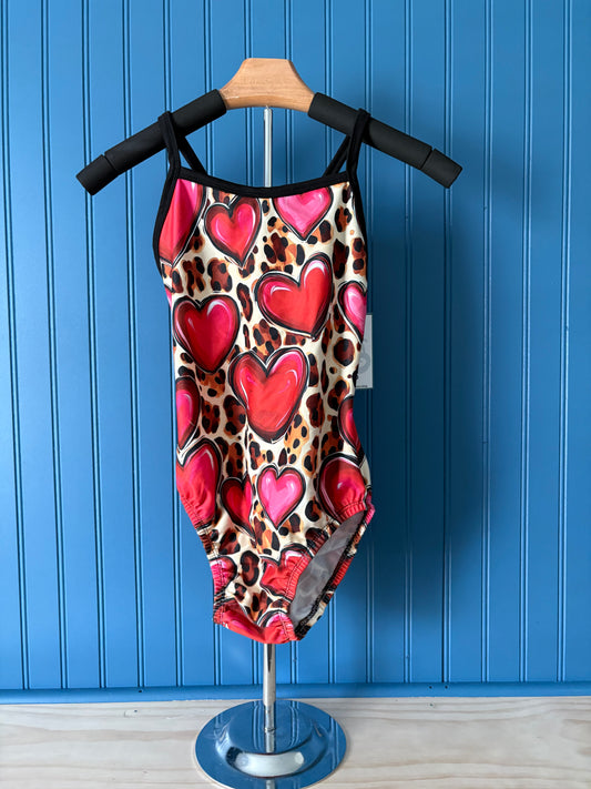 AM Trend Setter Thin Strap Wild Hearts Gymnastics leotard