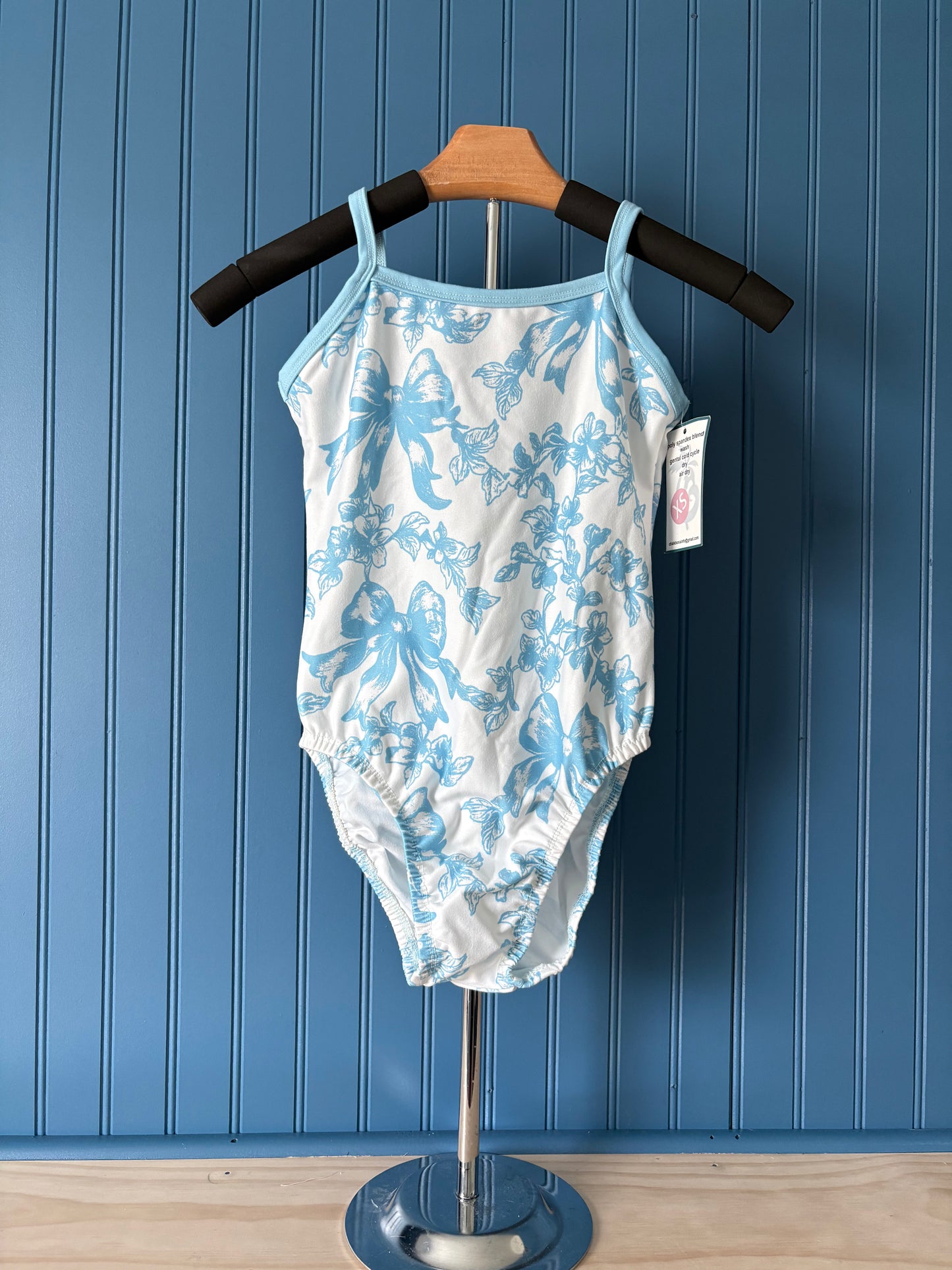 AXS Thin Strap Coquette Blue Gymnastics Leotard