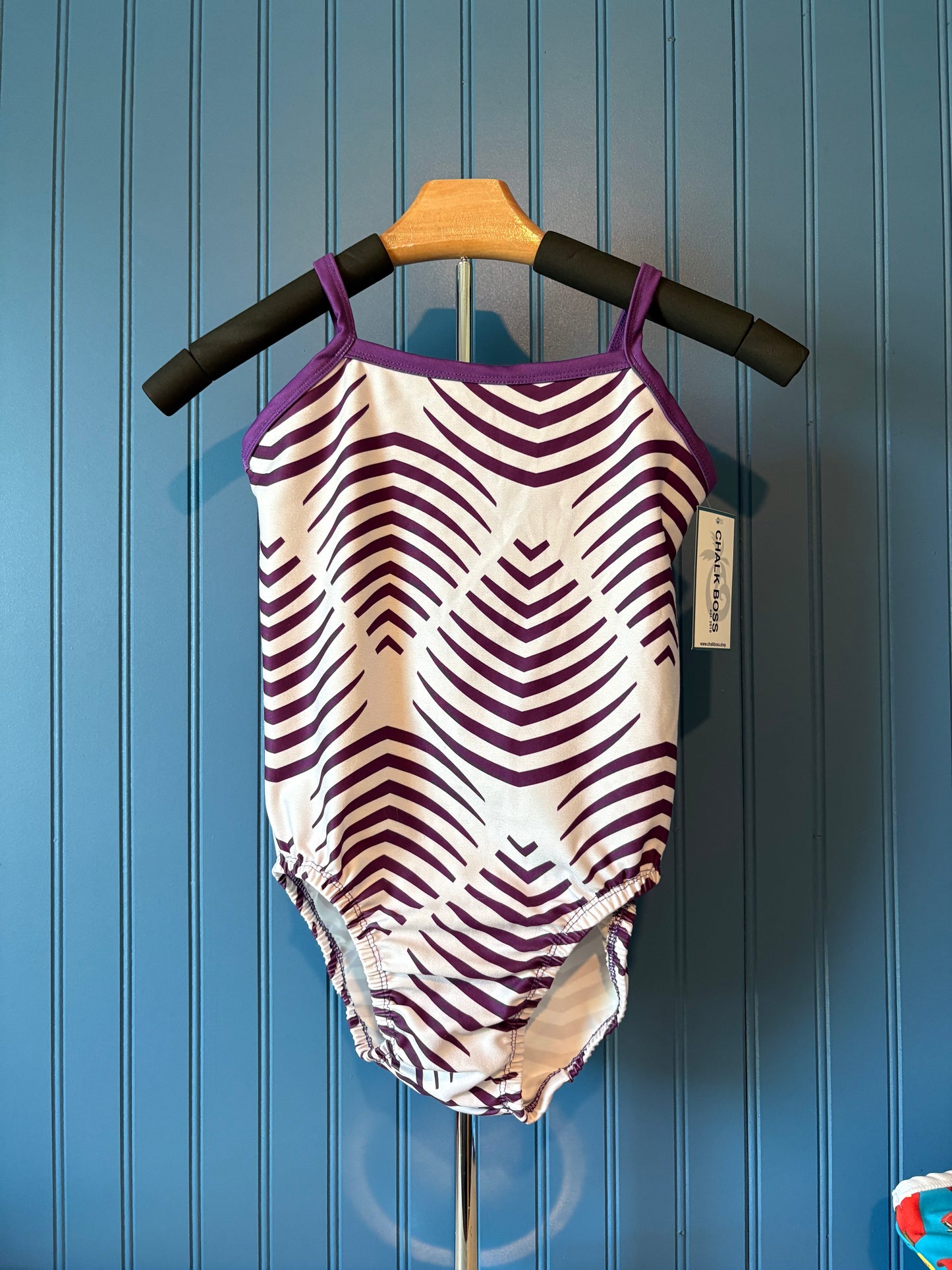 AXS Thin Strap Criss Cross Geo Gymnastics Leotard