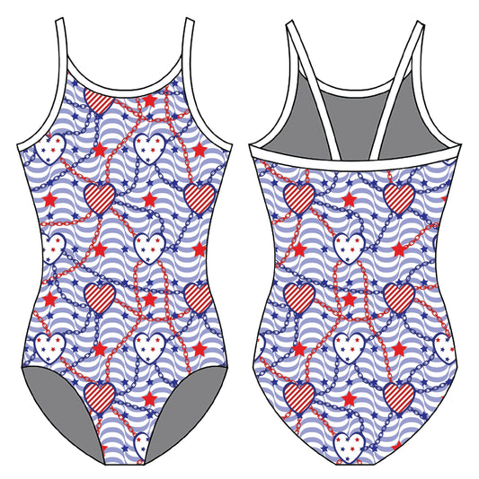 NAUTICAL HEARTS  GYMNASTICS LEOTARD