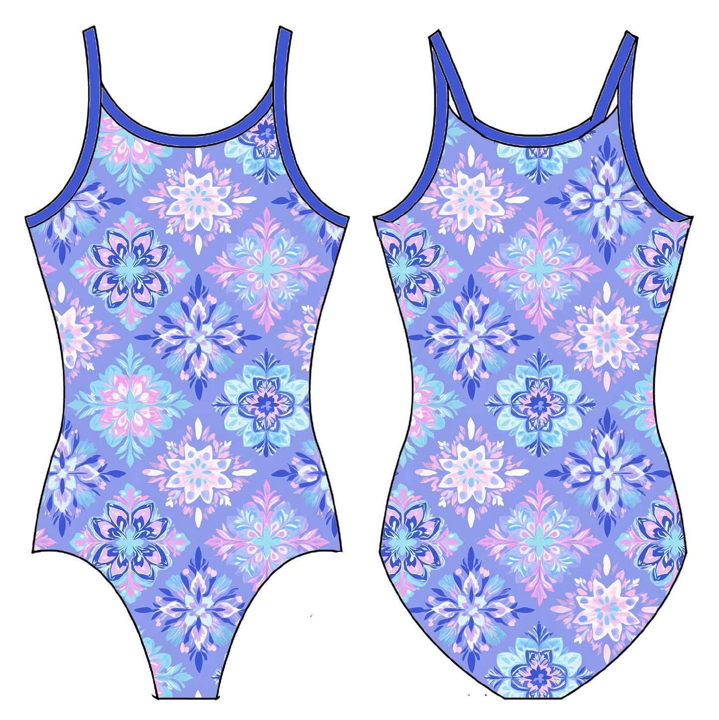 PERIWINKLE SNOWFLAKES GYMNASTICS LEOTARD