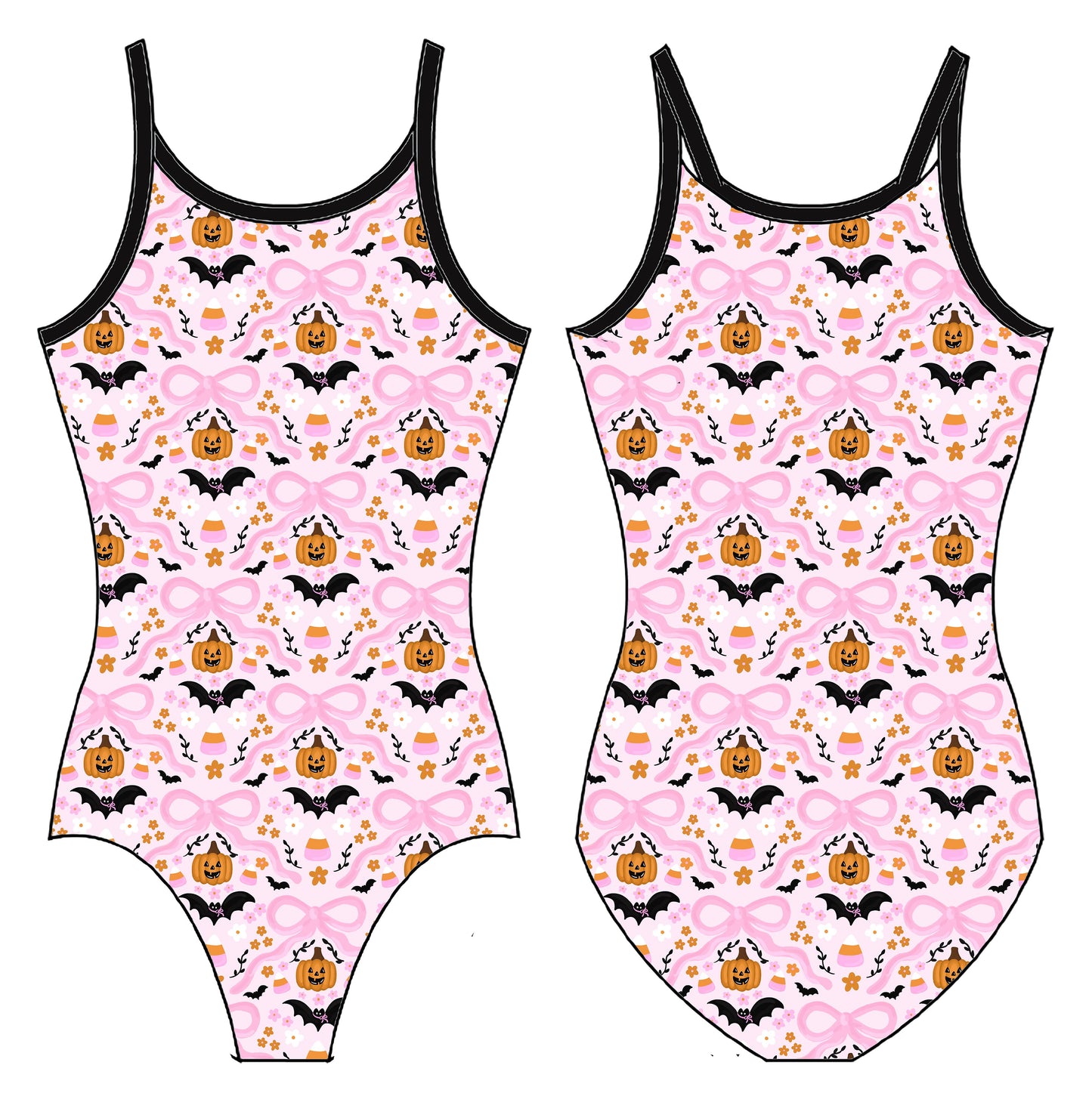 PUMPKINS BATS AND BOWS GYMNASTICS LEOTARD