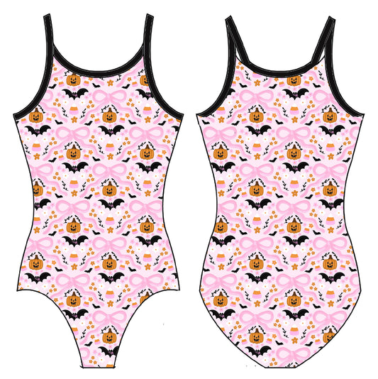 PUMPKINS BATS AND BOWS GYMNASTICS LEOTARD
