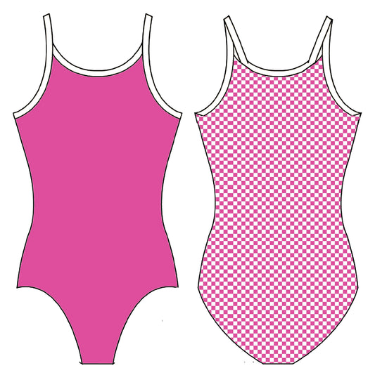 PINK CHECKERS GYMNASTICS LEOTARD