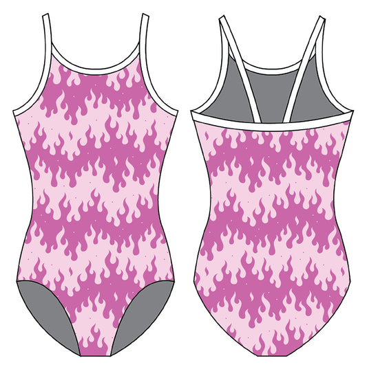 PINK FLAMES GYMNASTICS LEOTARD