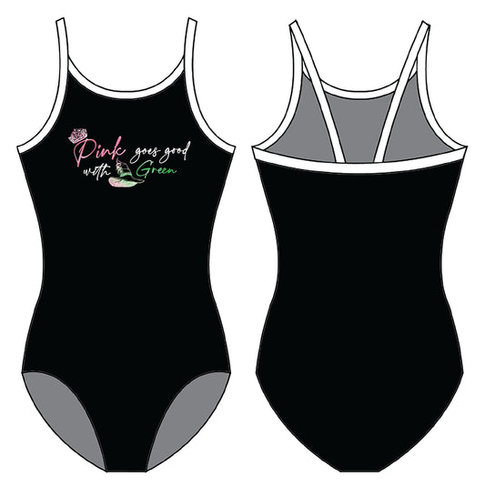 PINK GOES GOOD WITH GREEN GYMNASTICS LEOTARD