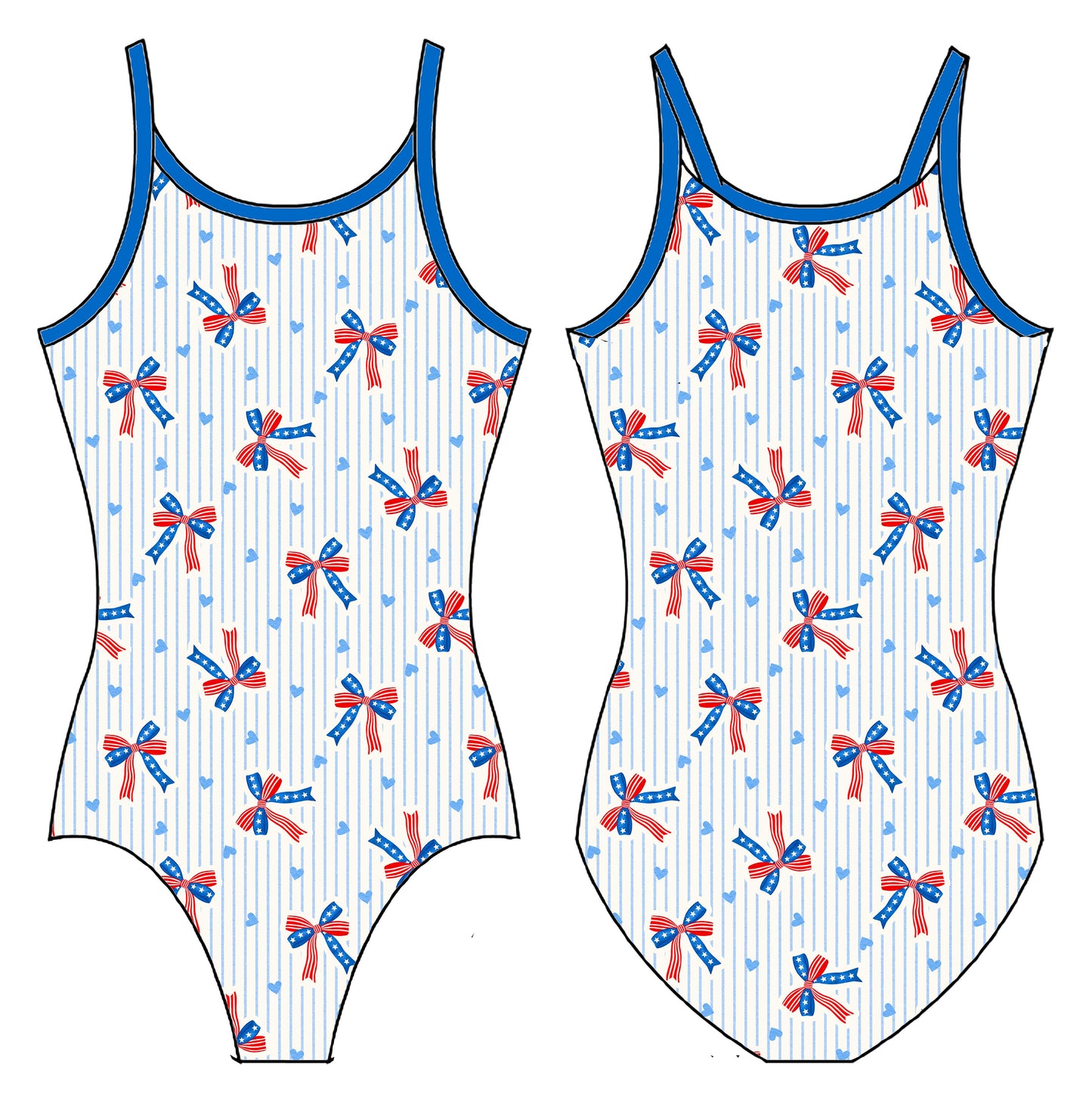 RWB BOWS GYMNASTICS LEOTARD