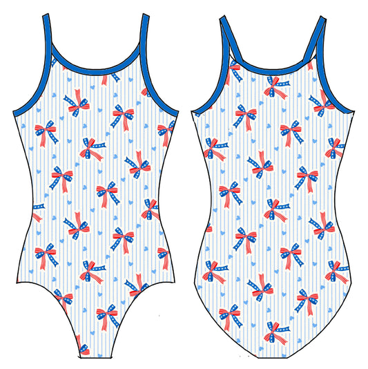 RWB BOWS GYMNASTICS LEOTARD