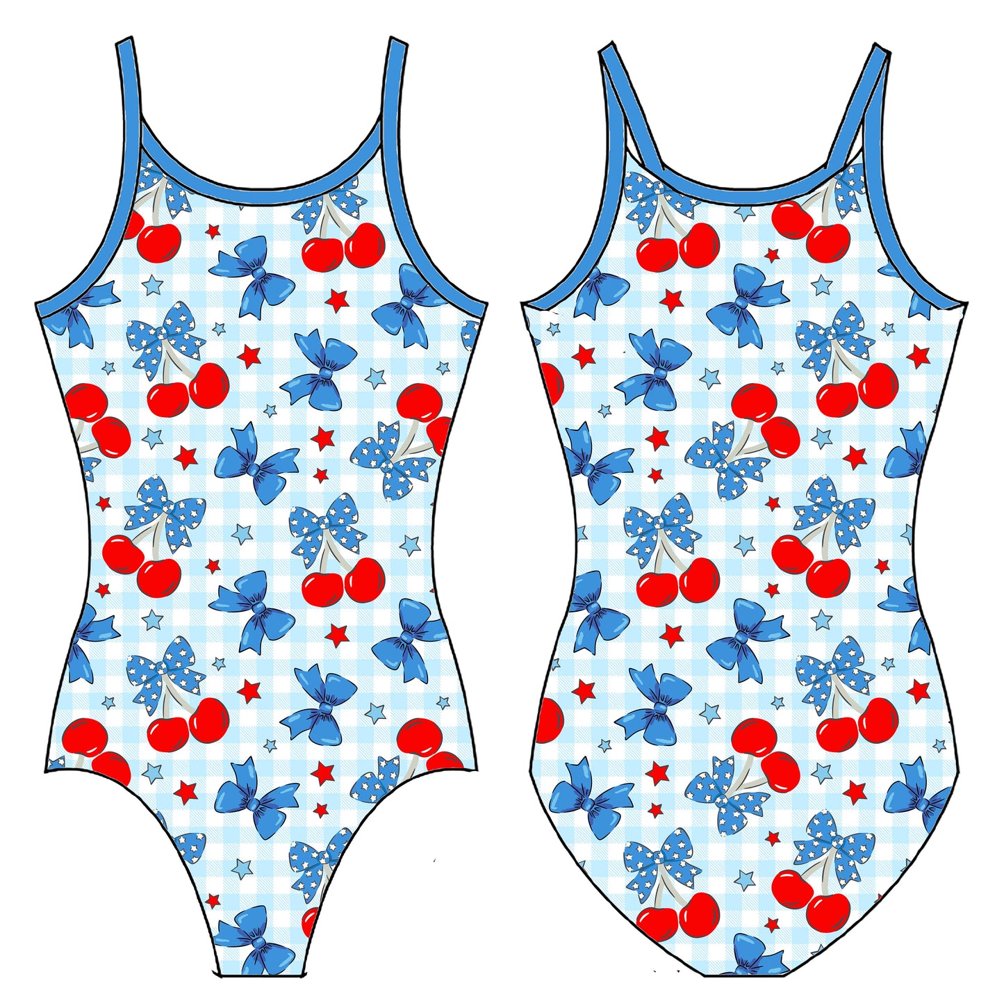 RWB CHERRIES GYMNASTICS LEOTARD