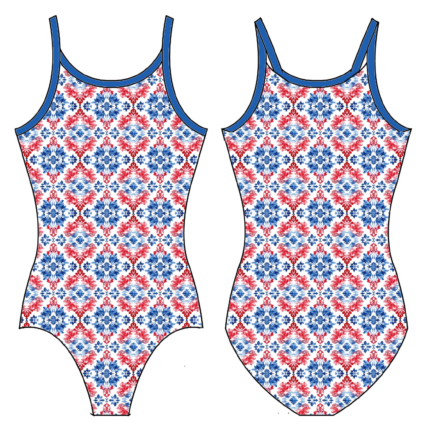 RWB DAMASK GYMNASTICS LEOTARD