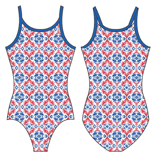 RWB DAMASK GYMNASTICS LEOTARD