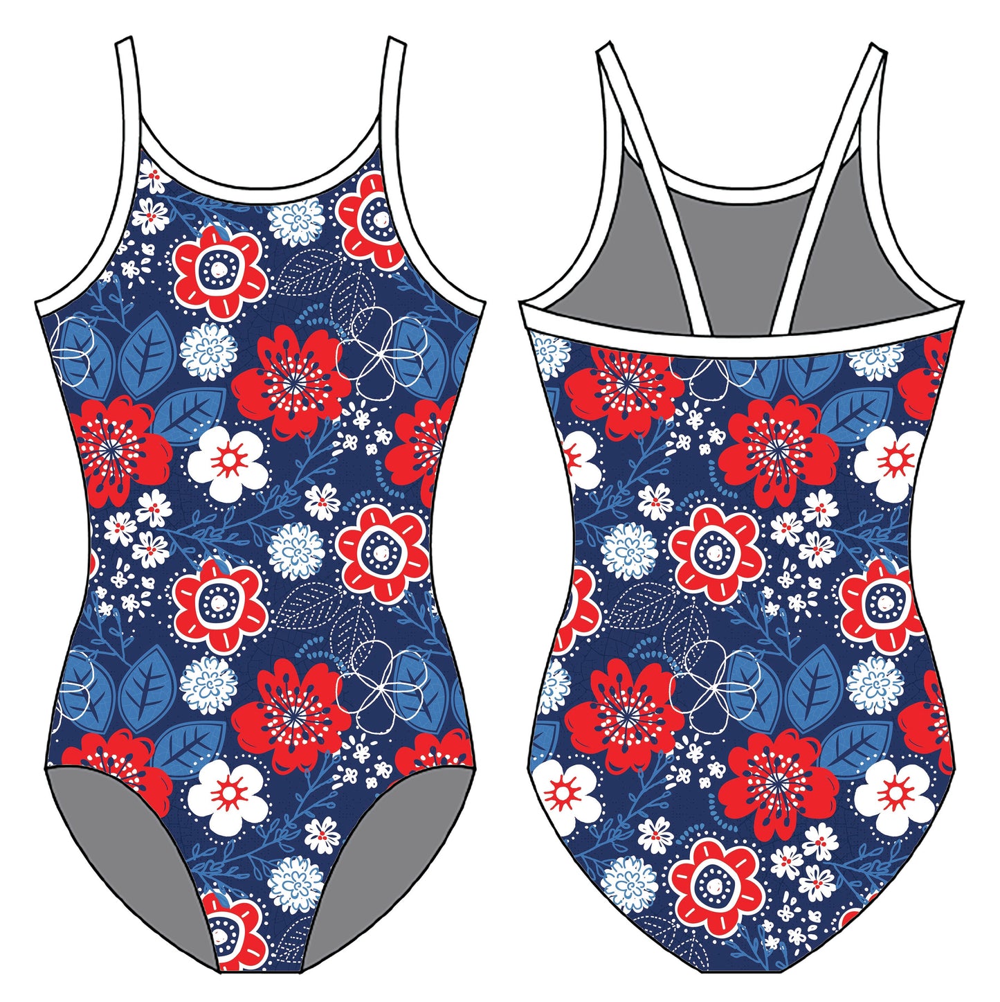 RED WHITE AND FABULOUS GYMNASTICS LEOTARD