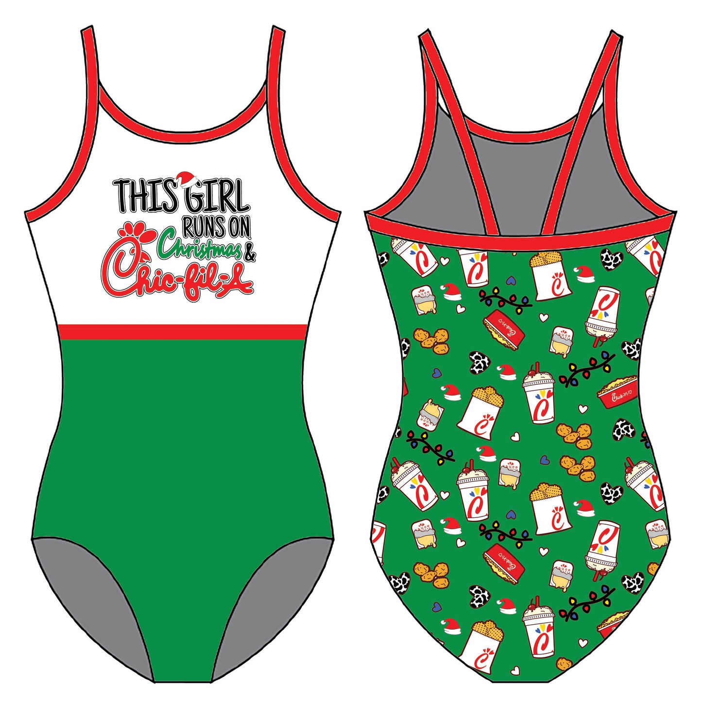 RUNS ON CHRISTMAS GYMNASTICS LEOTARD