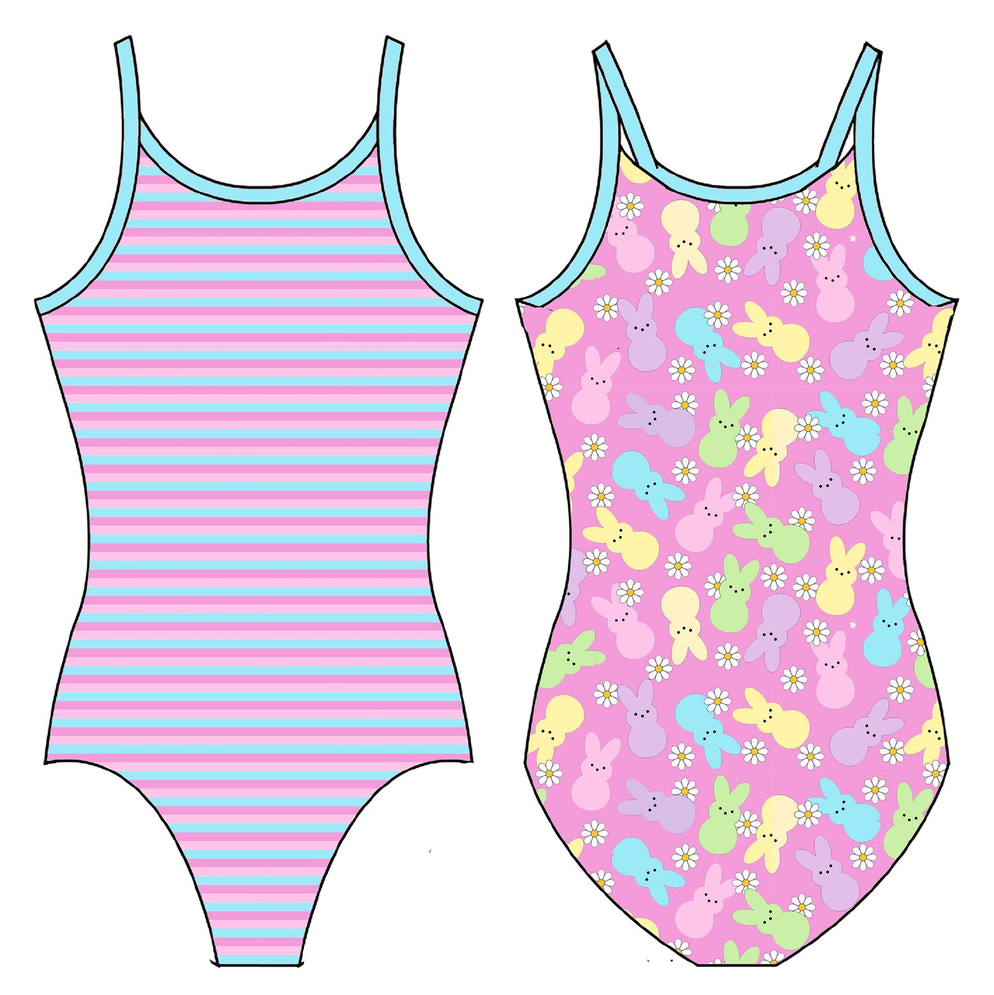 STRIPES AND PEEPS GYMNASTICS LEOTARD