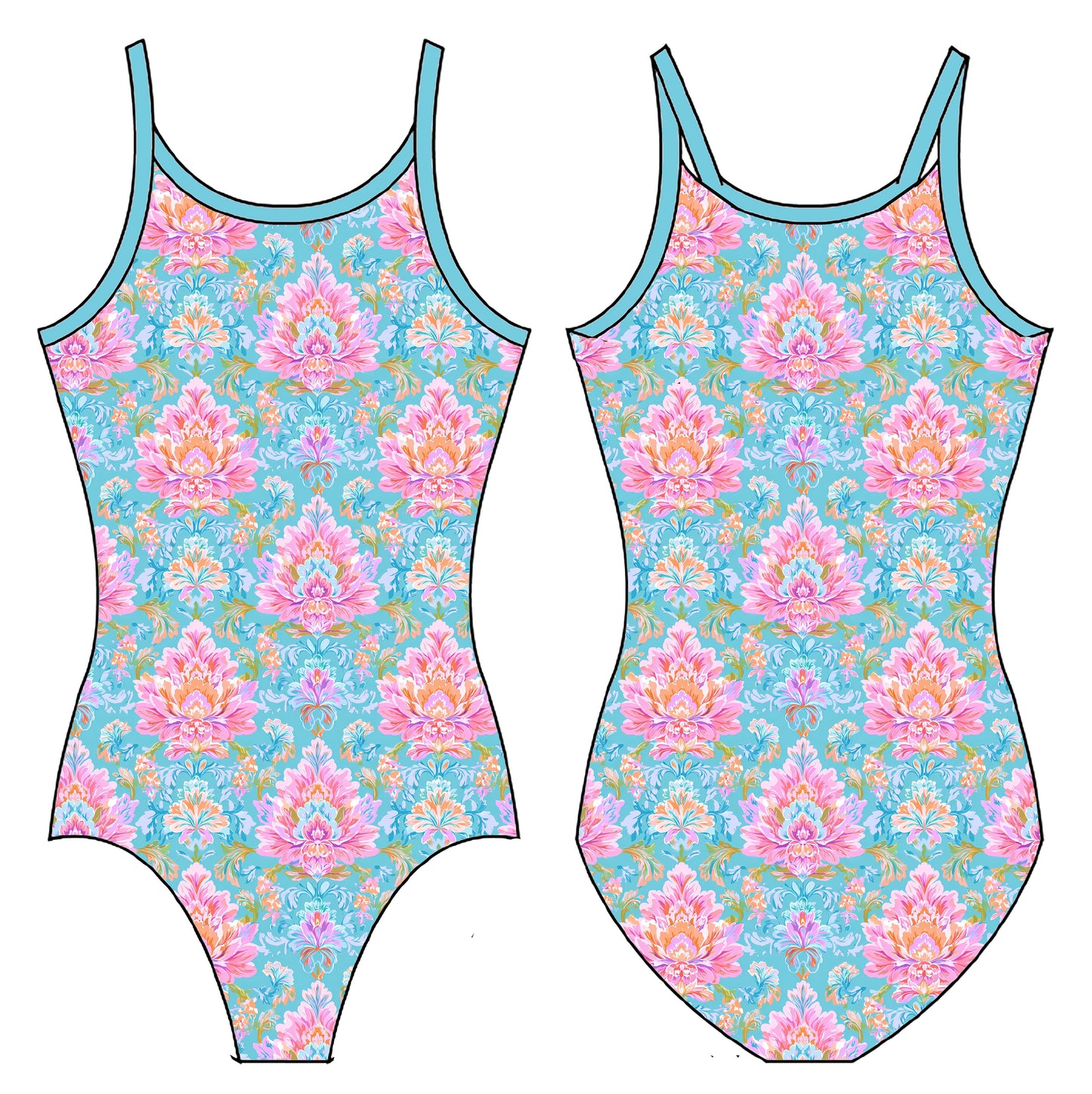 TROPICAL DAMASK GYMNASTICS LEOTARD