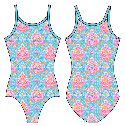 TROPICAL DAMASK GYMNASTICS LEOTARD