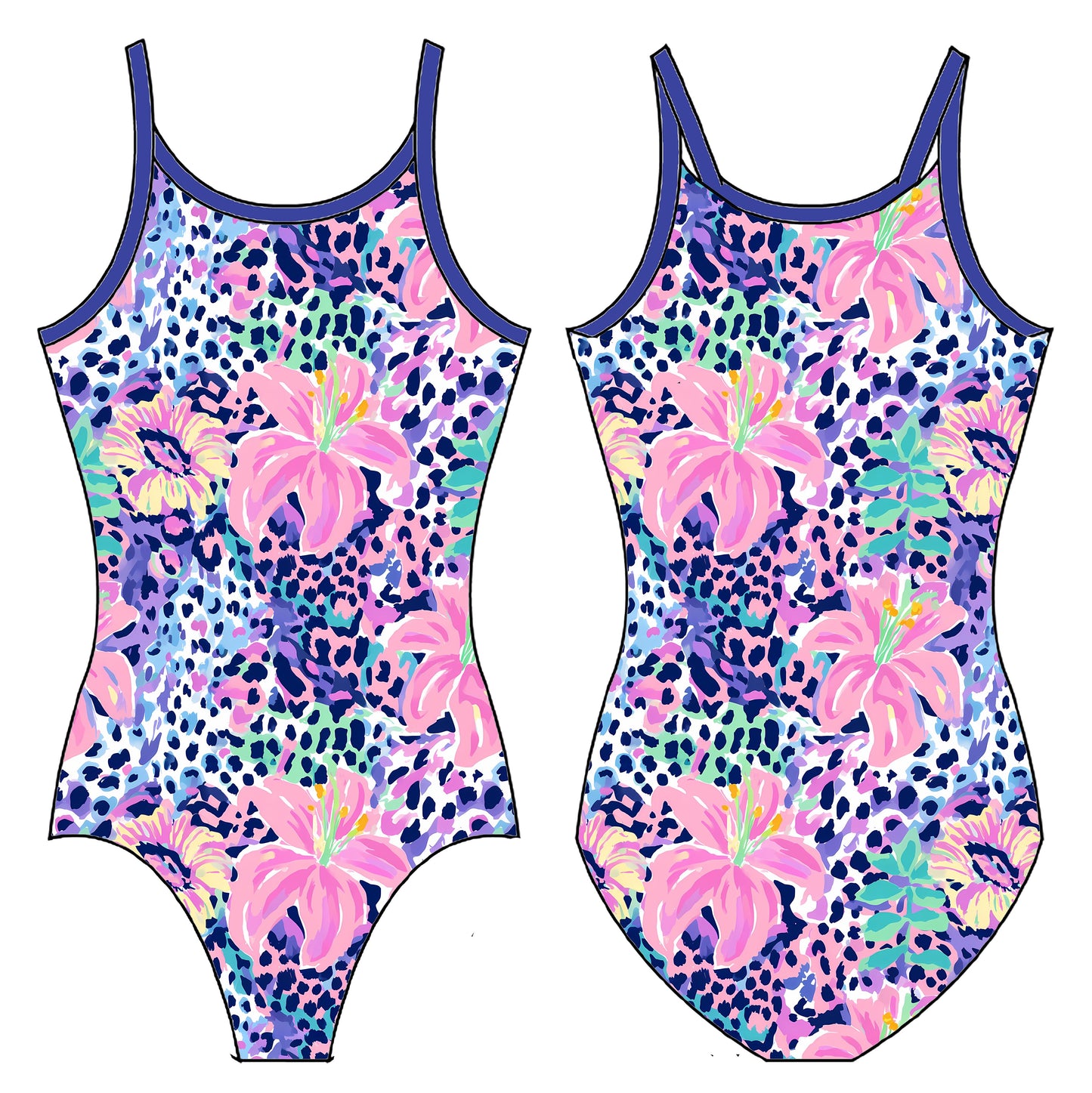 TROPICAL LEOPARD GYMNASTICS LEOTARD