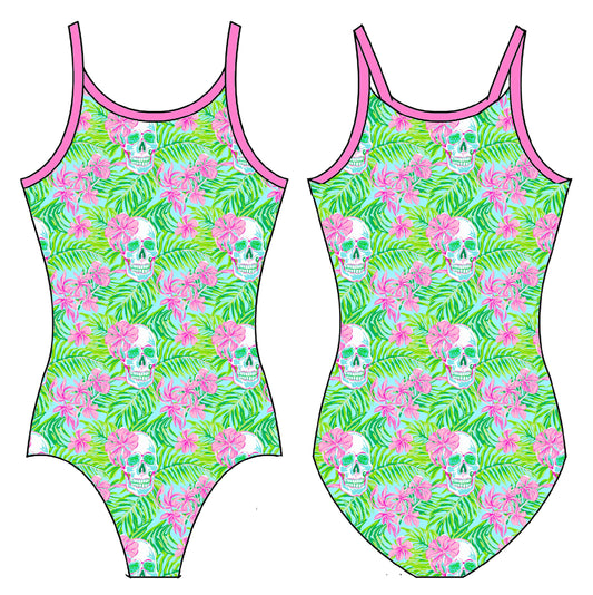TROPICAL SKULLS GYMNASTICS LEOTARD