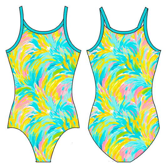TROPICAL FEATHERS GYMNASTICS LEOTARD