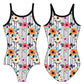 VIBRANT FLORAL AND STRIPES GYMNASTICS LEOTARD