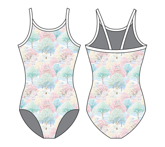 WHITE CHRISTMAS GYMNASTICS LEOTARD