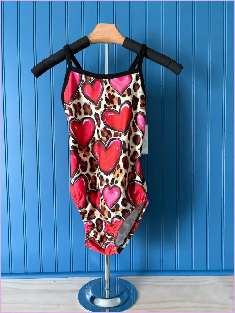 AM Trend Setter Thin Strap Wild Hearts Gymnastics leotard