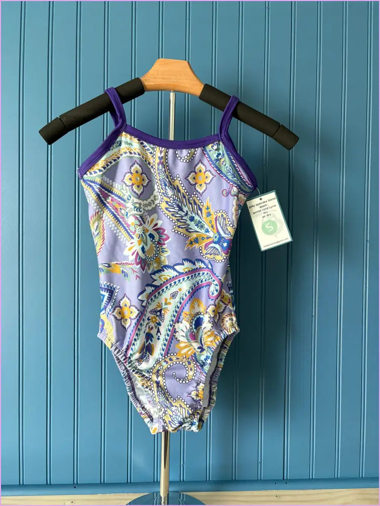 AS Thin Strap Purple Paisley Gymnastics leotard