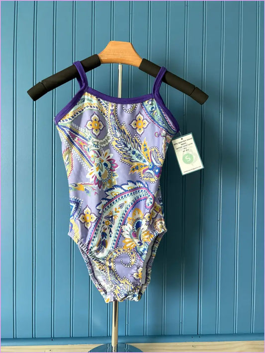 AS Thin Strap Purple Paisley Gymnastics leotard